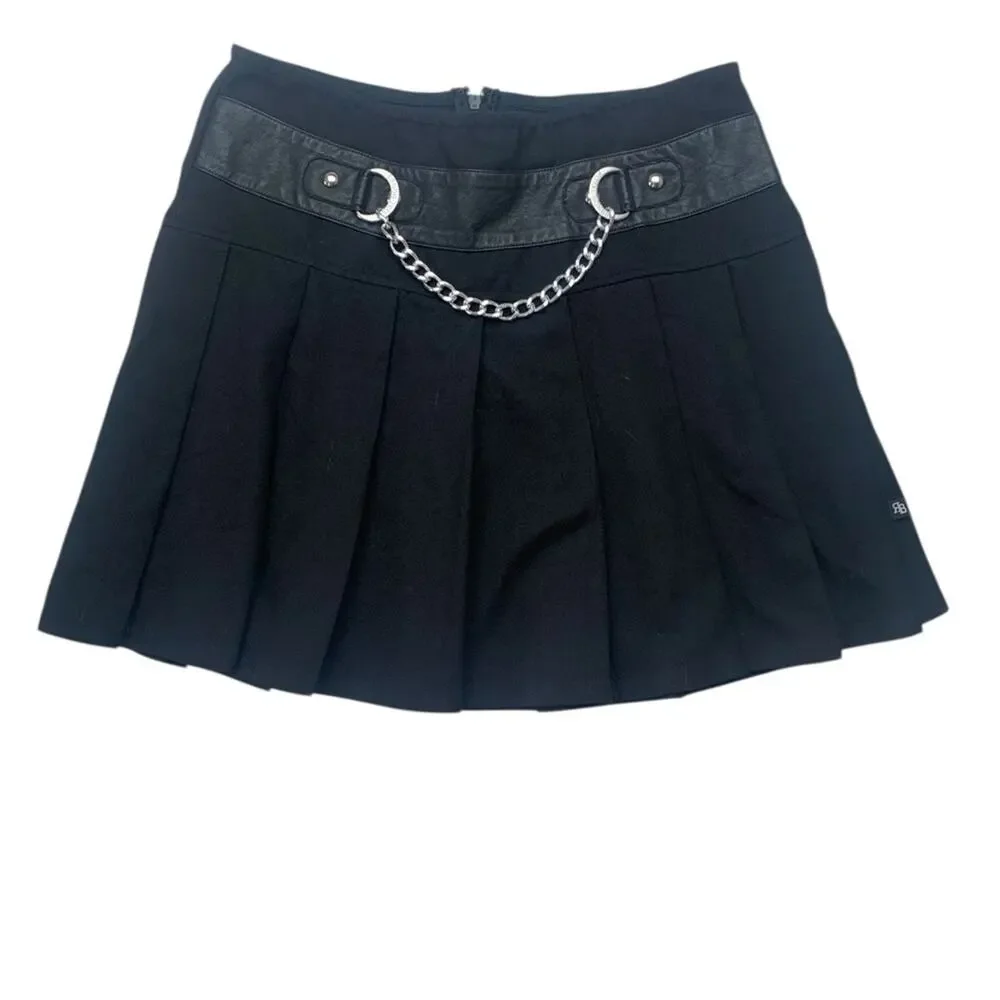 Tripp Royal Bones size medium black pleated mini skirt silver chain emo goth